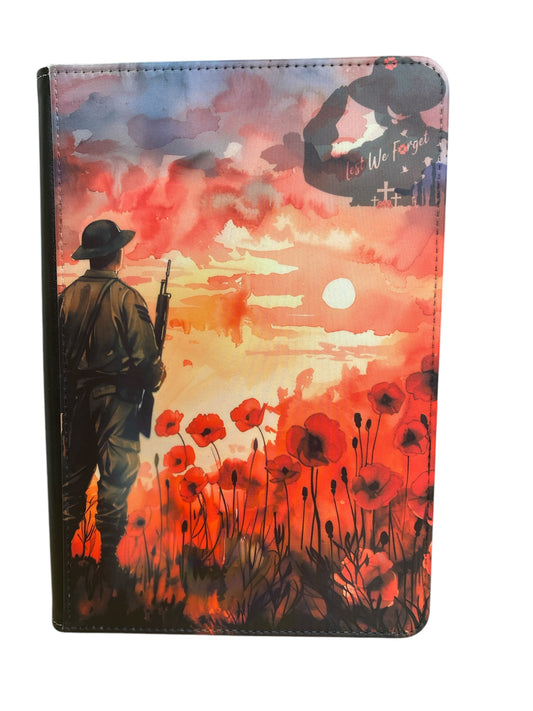 ANZAC inspired- Reusable Notebook, poppies, lined, sunset
