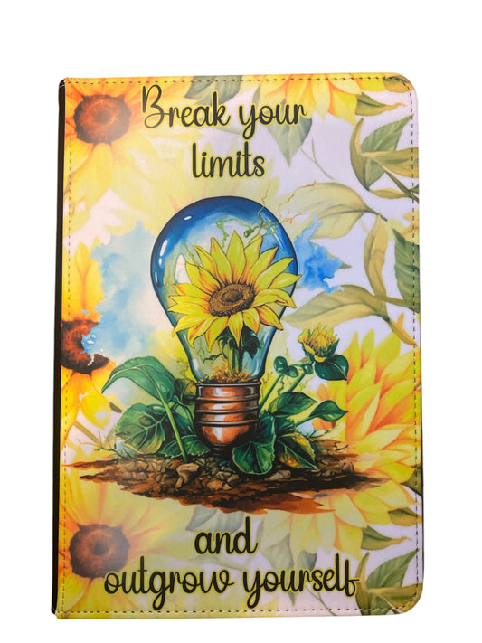 Break Your Limits - Reusable Notebook, Journal, cover, colourful, Sunflower