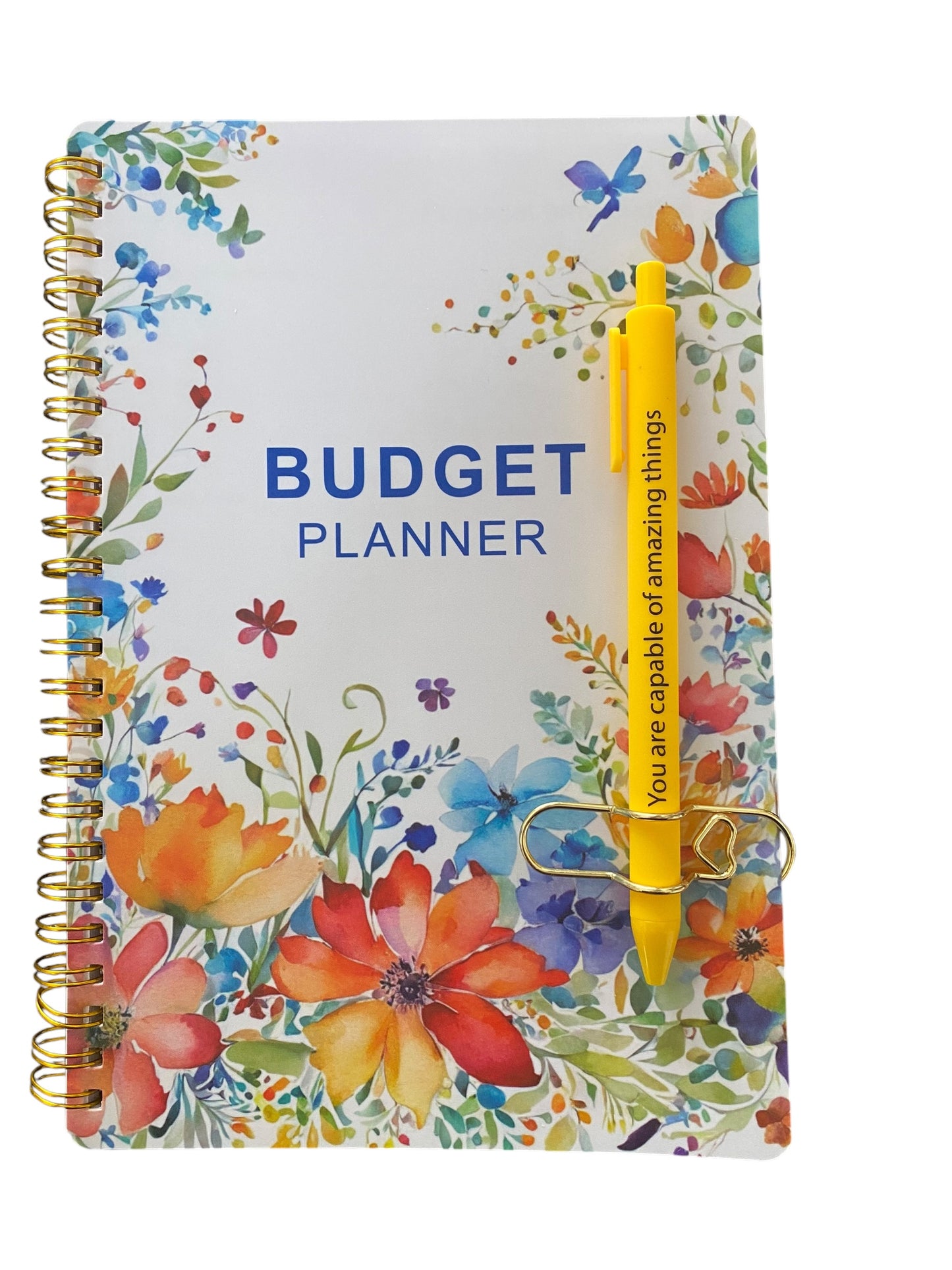 Budget Planner, Pen and Paper Clip Pen holder
