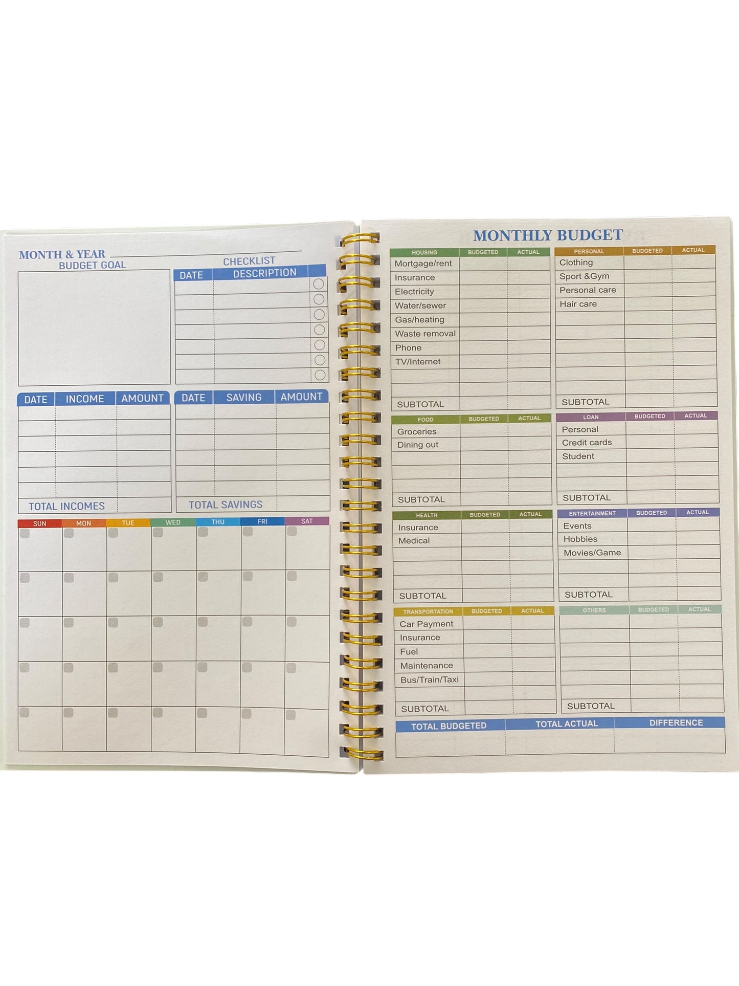Budget Planner, Pen and Paper Clip Pen holder
