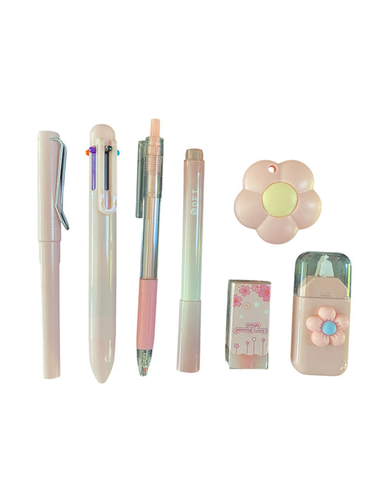 Basic colourful 7 pce Stationery Set